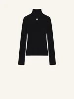 COURRÈGES Reedition embroidered ribbed-knit turtleneck sweater