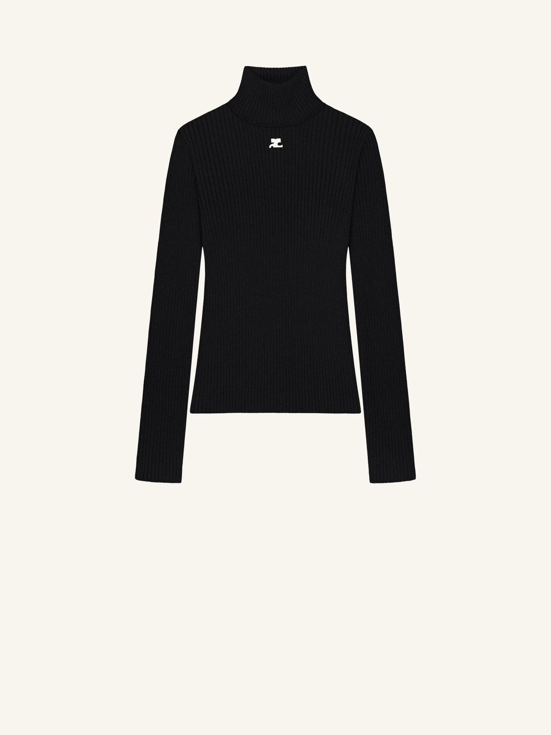 01-24 COURRÈGES Reedition embroidered ribbed-knit turtleneck sweater - Imagine 1