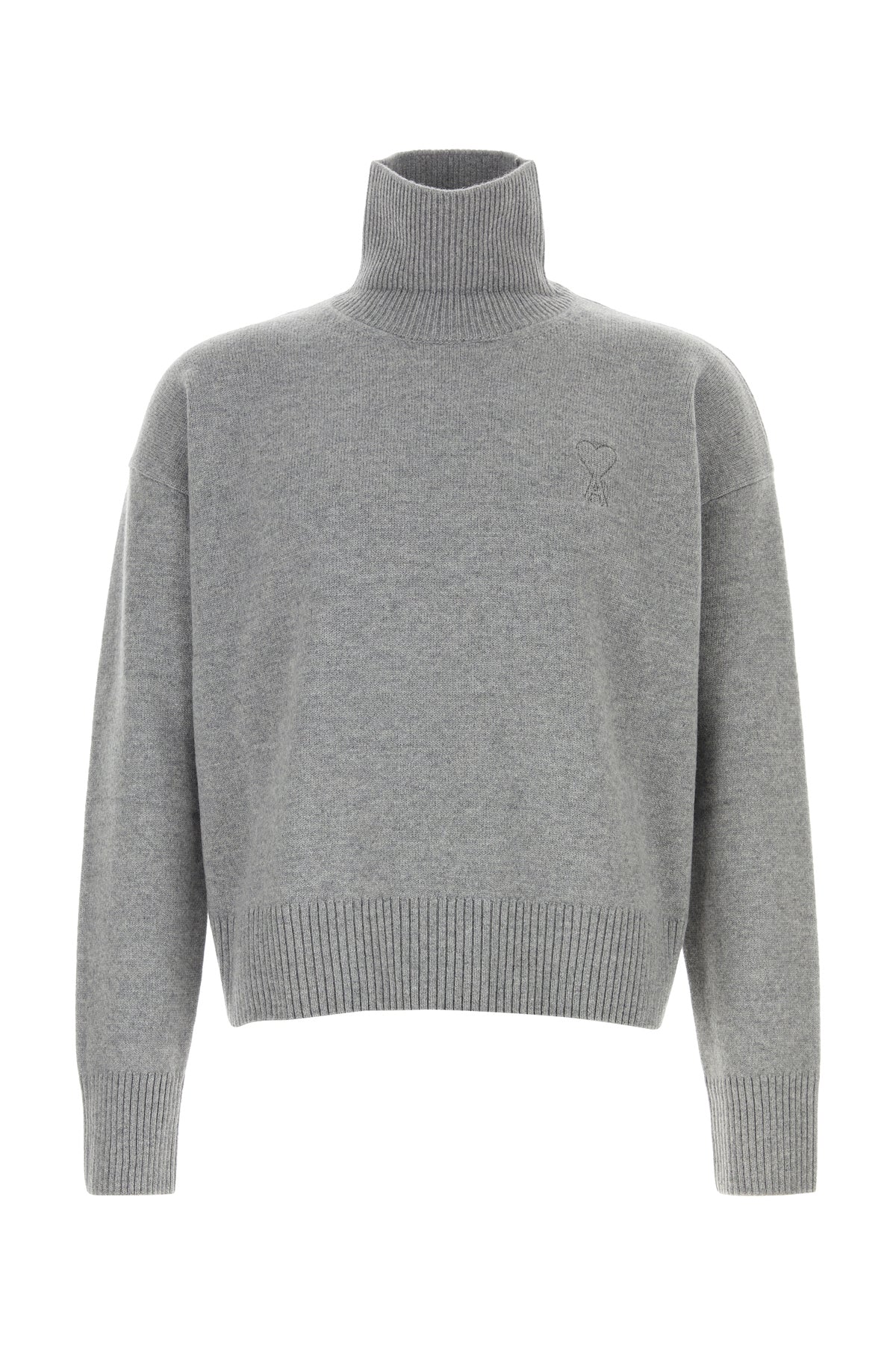 scraped-78610-01 Ami Melange grey wool blend oversize sweater - Imagine 1