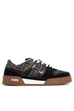 Fendi Match Suede and Canvas Woman Brown Black Sneakers - Imagine 2