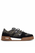 Fendi Match Suede and Canvas Woman Brown Black Sneakers - Imagine 3