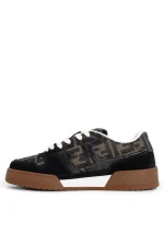 Fendi Match Suede and Canvas Woman Brown Black Sneakers - Imagine 4