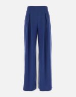 Max Mara Blue Stretch Satin Palazzo Pants